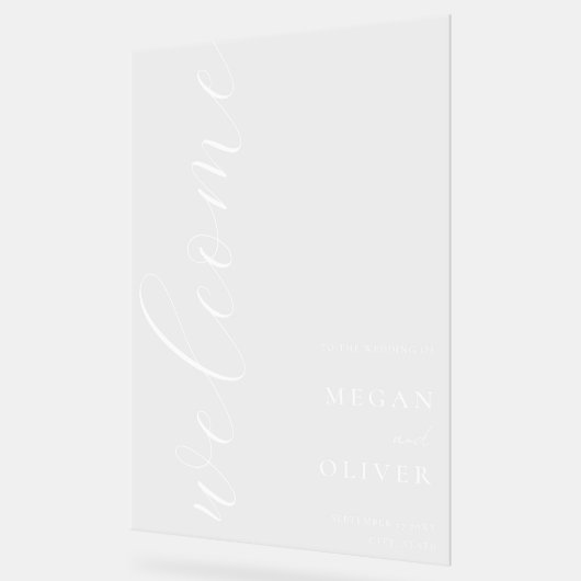 Élégant minimal Script Transparent Mariage Welcome (Angle)