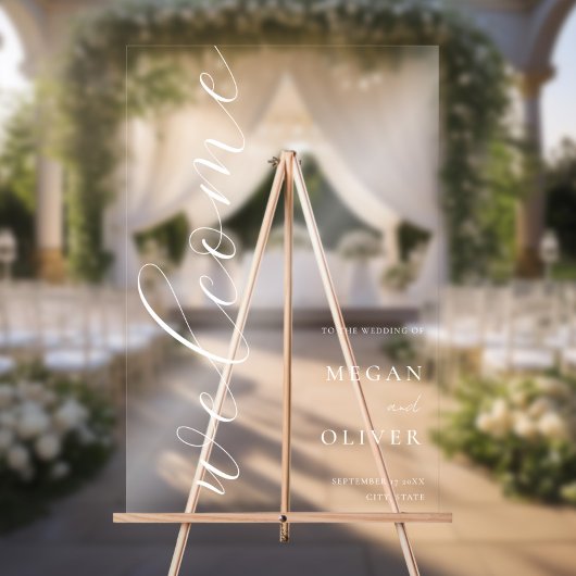 Élégant minimal Script Transparent Mariage Welcome