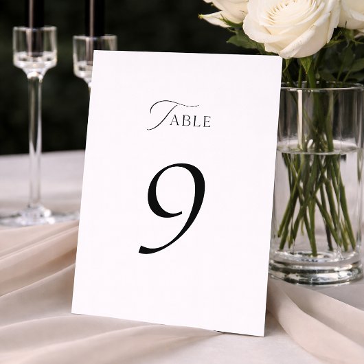 Elegant Minimal Script Wedding Table Numbers 1–19 Bedankkaart