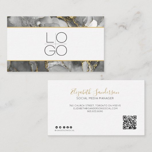 ELEGANT MINIMAL SCRIPT YOUR QR CODE Business Card Visitekaartje (Voorkant / Achterkant)