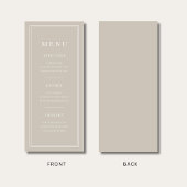 Elegant Minimal Taupe Dinner Menu