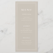 Elegant Minimal Taupe Dinner Menu (Voorkant)