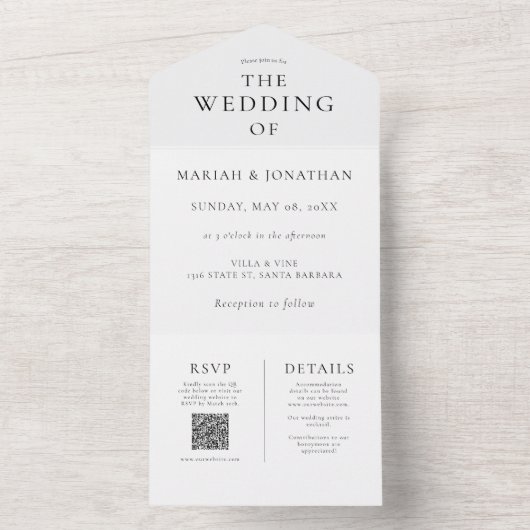 Élégant Minimal Tout En Un Faire-part de mariage (À l'intérieur)