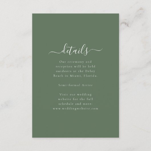 Elegant Minimal Wedding Details Enclosure Card Informatiekaartje (Voorkant)