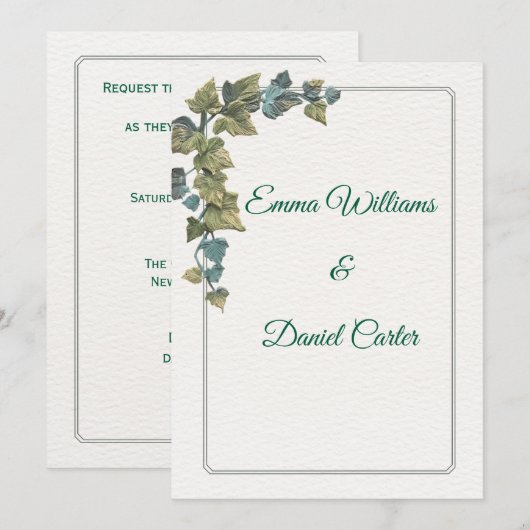 Elegant Minimal Wedding Invitation – Customizable  (Devant / Derrière)