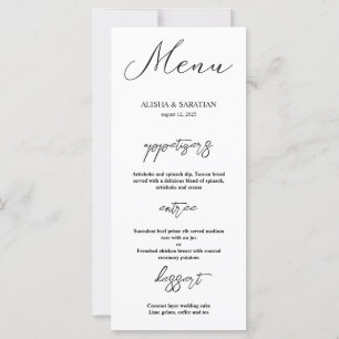 Elegant Minimal Wedding Menu Kaarten