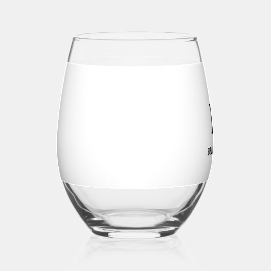 Elegant Minimal Wedding Monogram Stemless Wine Gla Wijnglas Zonder Voet (Rechts)