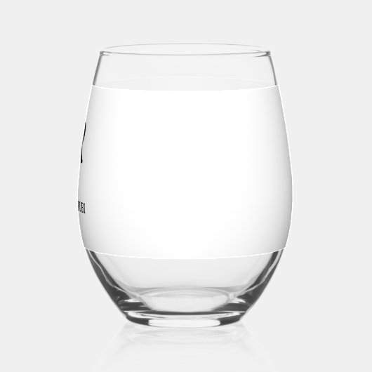 Elegant Minimal Wedding Monogram Stemless Wine Gla Wijnglas Zonder Voet (Links)