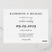 Elegant Minimal Wedding Real Gold Foil Invitation (Verso)