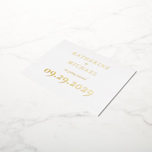 Elegant Minimal Wedding Real Gold Foil Invitation Folie Feestdagen Briefkaart (Gedraaid)