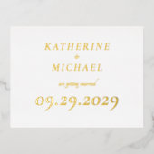 Elegant Minimal Wedding Real Gold Foil Invitation Folie Feestdagen Briefkaart (Voorkant)