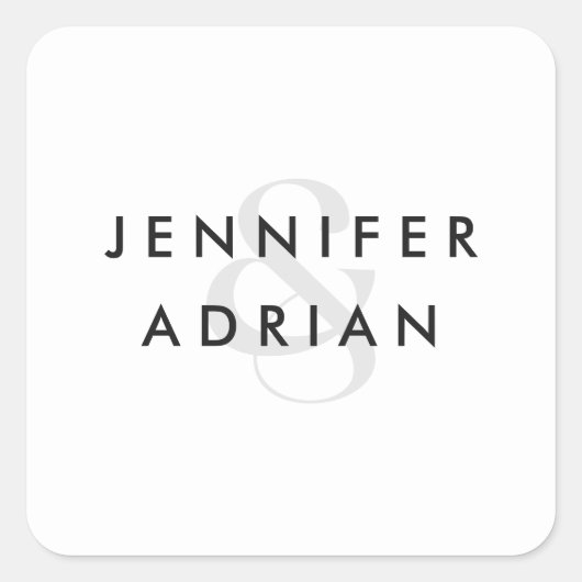 Elegant Minimal White Modern Wedding Vierkante Sticker (Voorkant)