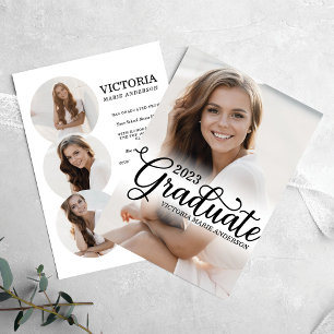 Elegant Minimal White Photo Typography Afstuderen Aankondiging