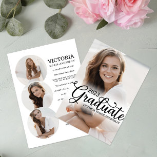 Elegant Minimal White Photo Typography Afstuderen Kaart