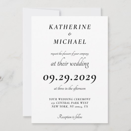 Elegant Minimal White Wedding Invitations Kaart (Voorkant)