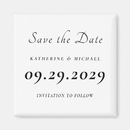 Elegant Minimal White Wedding Save The Date Magneet