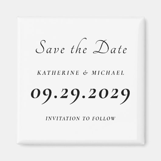 Elegant Minimal White Wedding Save The Date Magneet (Voorkant)