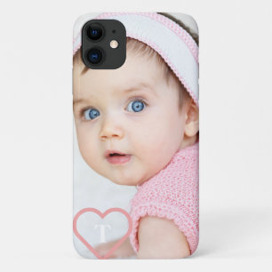 Elegant minimale aangepaste baby foto's en roze ha iPhone 11 hoesje