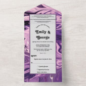 Elegant Minimale Abstracte Paint Blue Galaxy Weddi All In One Uitnodiging (Binnen)