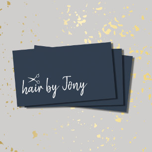 Elegant minimale blauwe witte haarlijst visitekaartje