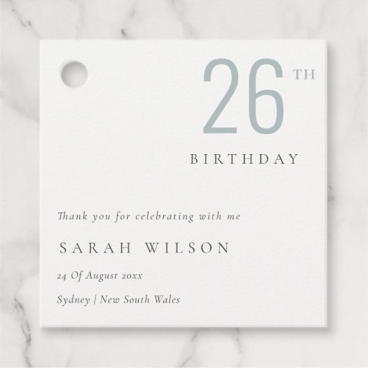 Elegant Minimale Bold Dusky Blue Elke zondag Bedankjes Labels (Voorkant)