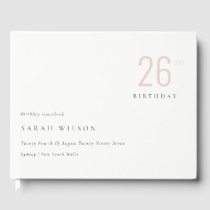 Elegant Minimale Bold Dusky Blush Any Age Birthday Gastenboek
