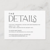 Elegant minimale bruiloft - Details Enclosure Card Informatiekaartje (Voorkant)