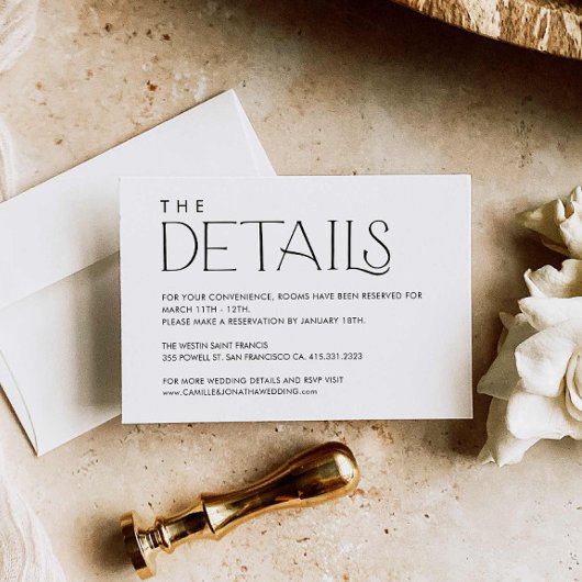 Elegant minimale bruiloft - Details Enclosure Card Informatiekaartje