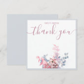 Elegant Minimale Floral Light Blue Dank u naam Notitiekaartje (Voorkant / Achterkant)