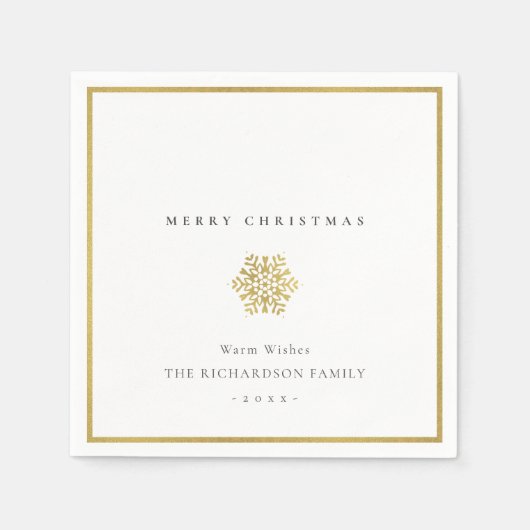 Elegant Minimale Gold Snowflake Merry Kerstmis Servet (Voorkant)