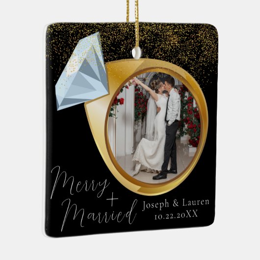 Elegant Minimale kerstkerkwiek + Gehuwd Keramisch Ornament (Rechts)