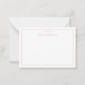 Elegant Minimale Klassieke Script Pastel Roze Notitiekaartje (Voorkant)
