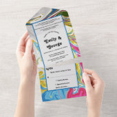 Elegant minimale kleurrijke Abstracte bruiloft All In One Uitnodiging (Afscheurbaar)