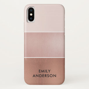 ELEGANT MINIMALE ROZE GOUD ROZE KOPEREN STREPEN iPhone X HOESJE
