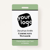 Elegant Minimale Sage Green Custom Personal ID Bad Badge (Voorkant)
