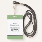 Elegant Minimale Sage Green Custom Personal ID Bad Badge (Achterkant met draagriem)