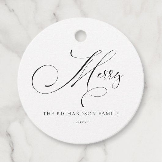 Elegant Minimale scriptversie voor vrolijk kerstfe Bedankjes Labels (Voorkant)