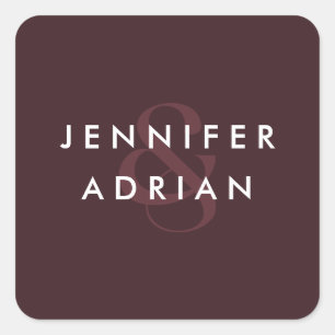 Elegant Minimale Seal brown Modern Wedding Envelop Vierkante Sticker