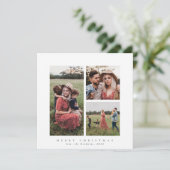 Elegant Minimale Vierkant Triple Foto Feestdagenkaart (Staand voorkant)