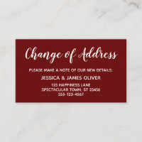 Elegant, minimale wijziging van adres Burgundy Car