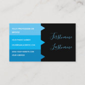 Elegant minimale zwarte en indigo blauwe monogram visitekaartje (Achterkant)