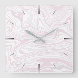 Elegant minimale zwarte roze en witte marmer vierkante klok