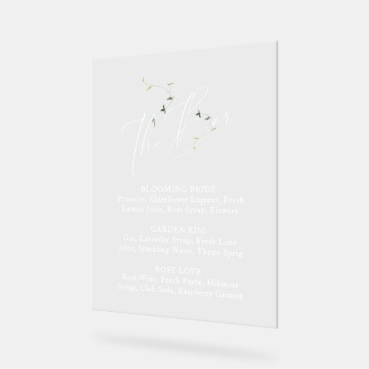 Elegant Minimali Botanical Vrijgezellenfeest Bar M Acryl Bord (Hoek)