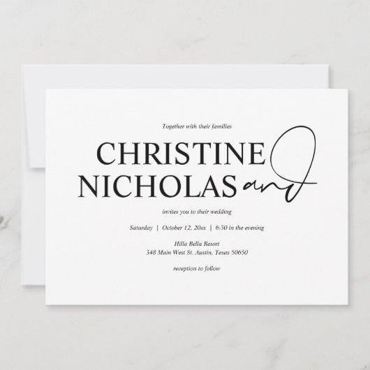 Elegant minimalism Wedding Dinner and Dancing Kaart (Voorkant)