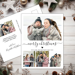 Elegant minimalist 4 Photo Collage Kerstmis Briefkaart