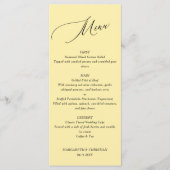 Elegant Minimalist Banana Yellow Wedding Menu (Voorkant)