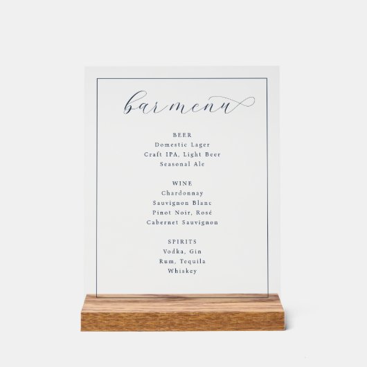 Elegant Minimalist Bar Menu (Recto)