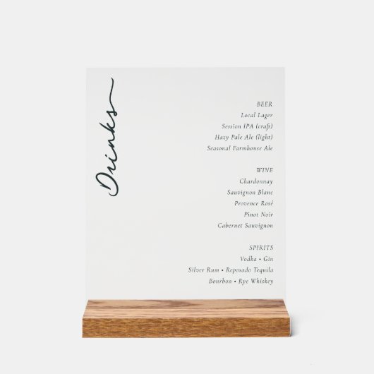 Elegant Minimalist Beverage Menu (Recto)