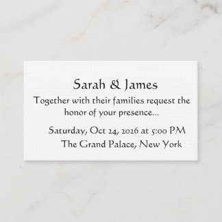 Elegant Minimalist Black and White Wedding Invitat Plaatskaartje