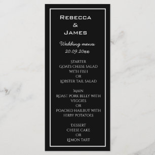 Elegant Minimalist Black Wedding Menu Card